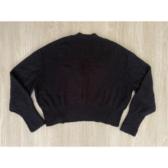 Free People Found My Friend Cardi S Black Boucle Cardigan Sweater Boho Preppy - Picture 5 of 10
